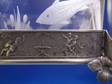 Rogers Silverplate Box 3pc for Sardines w/3D Lion Finial and Sardine Tong #7274