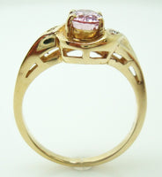14k Gold 1.27ct Oval Pink Genuine Natural Topaz Ring with Diamonds (#J895)