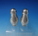 Antique Rosette by Whiting Sterling Silver Salt Pepper Shaker Set 2pc (#5233)