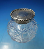 Thomas William Dobson English Sterling Silver Inkwell Boat Style w/Crystal #5743