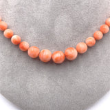 Genuine Natural Coral Bead Necklace w/ 14k Gold Clasp Grad. Beads 18 7/8" #J7577