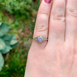 Art Deco 14k White Gold Filigree .29ct Sky Blue Genuine Sapphire Ring (#J7472)