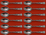 Bridal Rose by Alvin Sterling Silver Teaspoon Set of 12 pcs 5 7/8"
