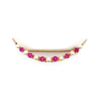 14k Yellow Gold Ruby and Pearl Crescent Pin (#J5539)