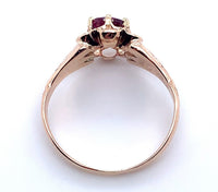 10k Rose Gold Victorian .49ct Genuine Natural Ruby Buttercup Ring (#J5168)