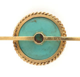 Victorian 14k Yellow Gold Genuine Natural Turquoise Bar Pin Jewelry (#J6047)