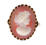 10k Yellow Gold Genuine Natural Agate Stone Cameo Ring Fine Carving (#J7058)