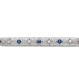 14k White Gold Filigree Pin with GIA Montana Sapphires and Seed Pearls (#J6596)