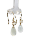 14k Yellow Gold Genuine Natural Moonstone Briolette Drop Dangle Earrings #J7125