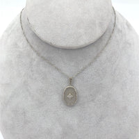 10k Gold Filigree Genuine Natural Rock Crystal Diamond Pendant Orig Chain #J7006