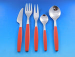 Strata Red by Georg Jensen Stainless Flatware Set Service Modern 30 pcs vintage