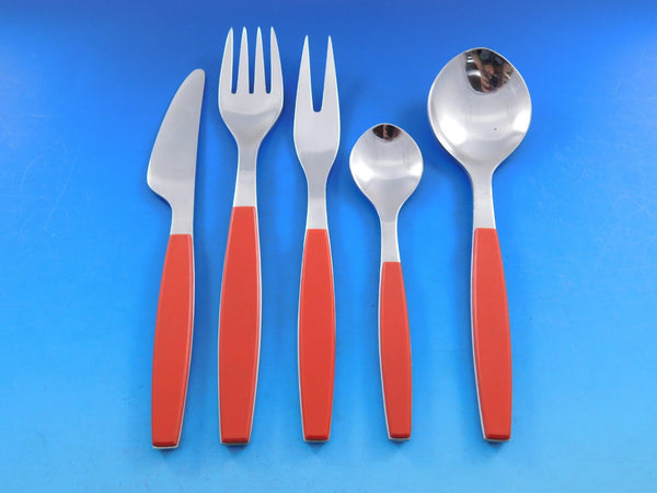 Strata Red by Georg Jensen Stainless Flatware Set Service Modern 30 pcs vintage