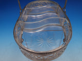 Meriden Brittania Sterling Silver Cut Crystal Relish Dish with Handle (#8117)