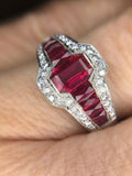 Platinum 1.86 Carat Genuine Natural Ruby and Diamond Ring (#J4870)