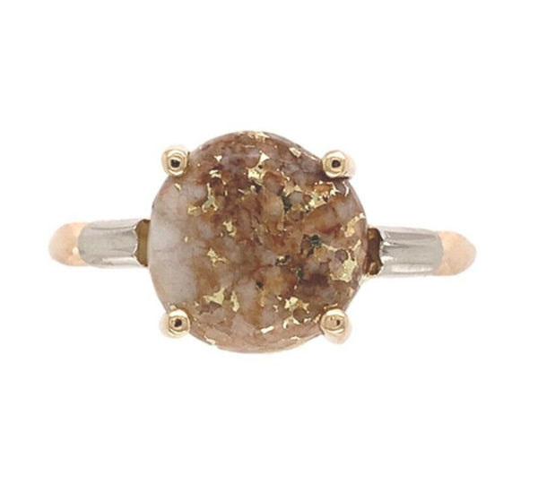 14k Gold Ring with Sierra Nevada 4.2ct Genuine Natural Gold Vein Quartz (#J6991)