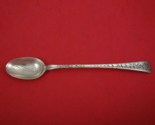Lap Over Edge Acid Etched by Tiffany and Co Sterling Parfait Spoon Foliage 6"