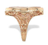 14k Yellow Gold Filigree Ring with Genuine Natural Shell Cameo Size 7.25 #J7375