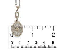 14k White Gold Filigree Genuine Natural Rock Crystal Diamond Pendant (#J7300)