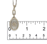14k White Gold Filigree Genuine Natural Rock Crystal Diamond Pendant (#J7300)