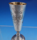 Russian .875 Silver Cordial Cup GW Interior Bright-Cut with Strawberries (#8172)