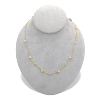 18k Gold Handwrought Antique Chain Necklace with Freshwater Pearls 24" (#J7227)