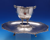 Italian .800 Silver Caviar Bowl w/Ice Tray Figural 3-D Giants Amber Stones #8301