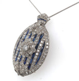 Platinum 2 Carat Diamond and Lab-Created Sapphire Deco Pendant Necklace (#J6378)