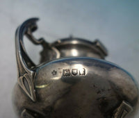 B and Shield English Sterling Silver Inkwell w/Deco Style Insect Handles (#5423)