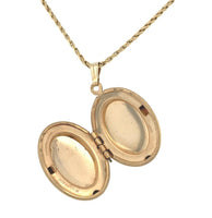 14k Yellow Gold Oval Locket with Engraved Flowers on Wheat Chain 18" (#J7183)