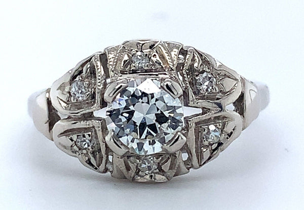 14k White Gold 1/2 Carat Genuine Natural Diamond Ring .61ct Jewelry (#2867)