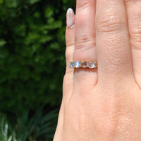 14k Yellow Gold Genuine Natural Moonstone Five-Stone Band Ring Size 6.75 #J6801