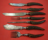 Irish Gibson & Co Antler Handle Carving Set 7-pc Original Box Vintage Belfast