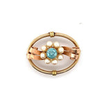 10k Retro Blue Zircon Pin Rose and Yellow Gold (#J5473)