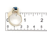 14k White Gold Heavy Modern Custom Genuine Natural Blue Topaz Ring (#J7313)