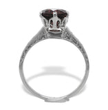 14k White Gold Victorian 1.90 Carat Genuine Garnet Ring Size 5.5 (#J7476)