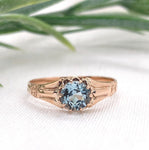 10k Yellow Gold Victorian .60ct Genuine Natural Aquamarine Ring Size 6 (#J7157)