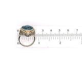 14k White Gold Art Deco Huge Lab-Created Spinel Filigree Ring Jewelry (#J5606)