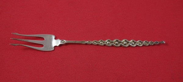 Whiting Sterling Silver Cocktail Fork 5 1/2" Wavy handle Bead center Aesthetic