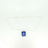 Kaufmann 14K Gold Intarsia Pendant with Genuine Natural Opal Cross (#J4373)