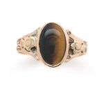 10k Yellow Gold Victorian Genuine Natural Tiger's Eye Quartz Ring (#J6351)
