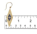 14k Yellow Gold Plique-A-Jour Blue Enamel Genuine Diamond Drop Earrings (#J7363)