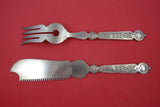Posen German 800 Silver 2-pc Cake Serving Set FHAS Bright-Cut w/ Serrated Knife