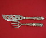 English Victorian Silverplate Fish Serving Set 2pc HH with Dolphin Fish Pierced