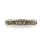 18k White Gold Hand Engraved Diamond Wedding Band Ring Jewelry Size 5.5 (#J5880)