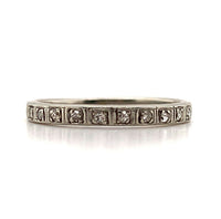 18k White Gold Hand Engraved Diamond Wedding Band Ring Jewelry Size 5.5 (#J5880)