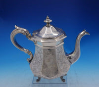 Gelston Treadwell Coin Silver Tea Pot Bright-Cut w/ Japanesque Motifs (#3929)