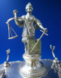 Portuguese .833 Silver Inkwell Double w/Footed Stand 3D Lady Justice (#5426)