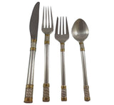 Aegean Weave Gold by Wallace Sterling Silver Flatware Set 6 Service 24 Pieces