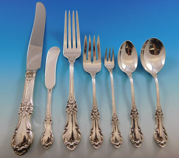 Wild Rose by International Sterling Silver Flatware Service 12 Set 90 pcs Dinner