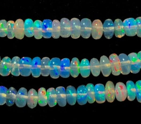 25cts Genuine Natural Opal 3-Strand Bead Bracelet with 14k Yellow Gold (#J5924)